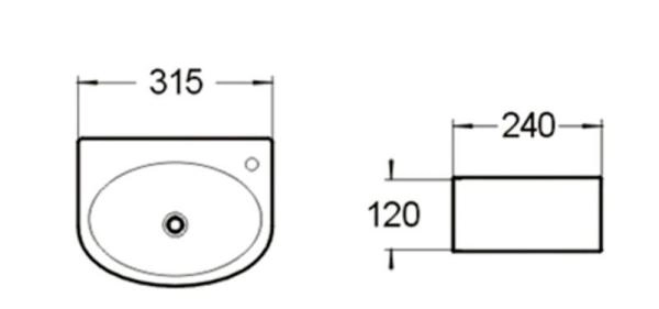 Раковина SantiLine SL-2019 31,5x24 подвесная керамическая Белый
