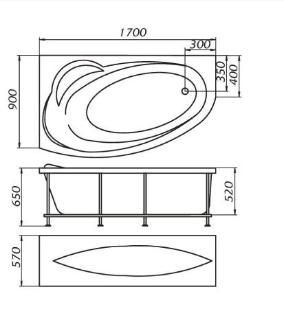 Акриловая ванна 1Marka Julianna 170x100 см левая без гидромассажа