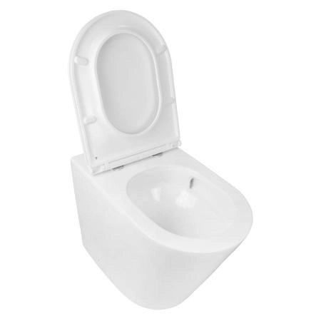 Унитаз приставной Azario 580х360х430 безободковый, быстросъемное сиденье микролифт, с системой смыва Tornado (AZ-1003D-UQ1)