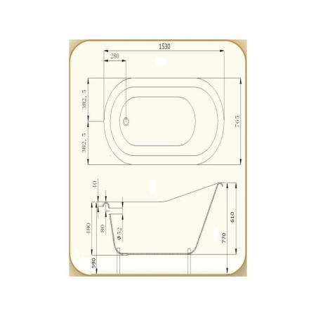 Ванна Magliezza Beatrice-BR 153х77 см чугунная ножки бронза
