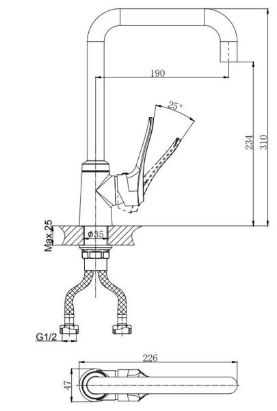 Смеситель для кухни RUSH Jawa с поворотным изливом (JA0735-23)