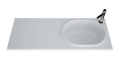 Тумба под стиральную машину Uperwood Tanos 60 см напольная с раковиной Bruks 120 см левая, белая