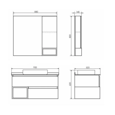 Зеркало шкаф Comforty Прага-90 дуб белый