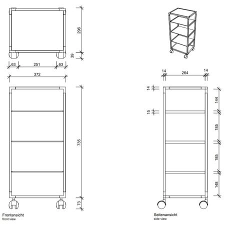 Decor Walther RW 2 Стеллаж передвижной 38x30x80см, стекло прозрачное, напольный, цвет: хром