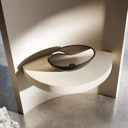 Раковина прозрачная Vincea VBS-6T11B, 500*350*150, накладная, цвет черный смола