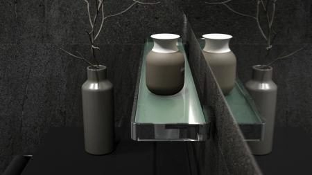 Полка с держателями  матовое стекло;  ARTWELLE Regen 832760A хром