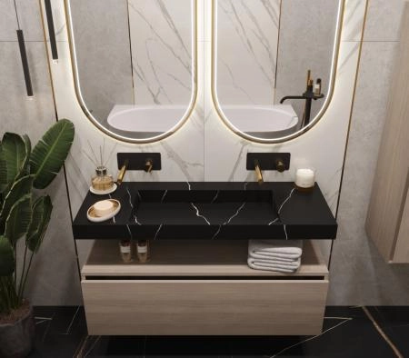 Столешница моноблок Boheme FLAT NERO MARQUINA (1210*452*80) 859-120-NM