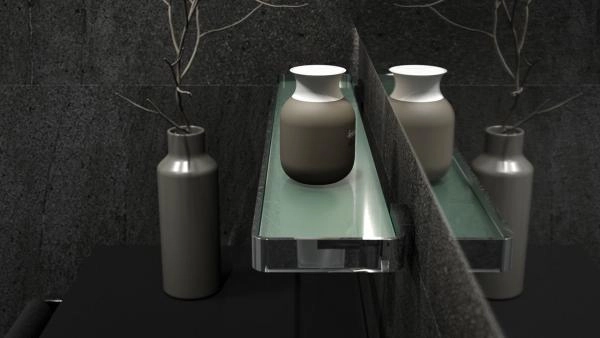 Полка с держателями  матовое стекло;  ARTWELLE Regen 832760A хром