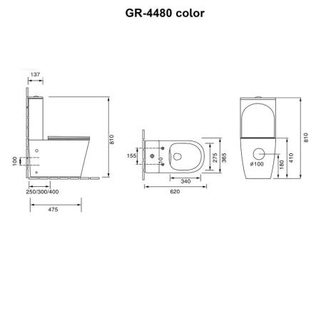 Унитаз Grossman GR-4480BEMS Color (620*365*810) БЕЖЕВЫЙ МАТОВЫЙ напольный Безободковый