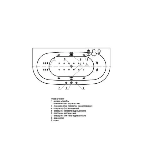 Ванна АКВАТЕК Морфей 190x90 НМ (пневматика)