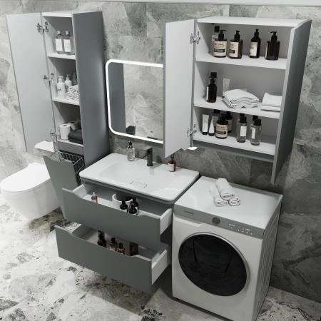 Тумба подвесная Style Line Марелла 80 (2 ящ.) Люкс антискрейтч серый, PLUS