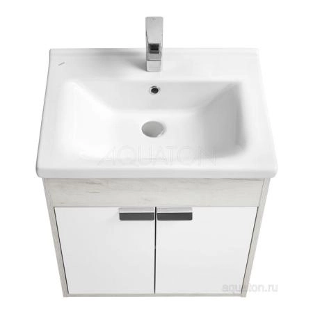 Тумба под раковину Aquaton Флай 1A237301FAX10 60 с ящиком,белый, дуб крафт