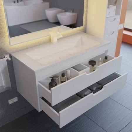 Тумба под раковину для ванной Uperwood Modul 100 см, подвесная, матовая, белая