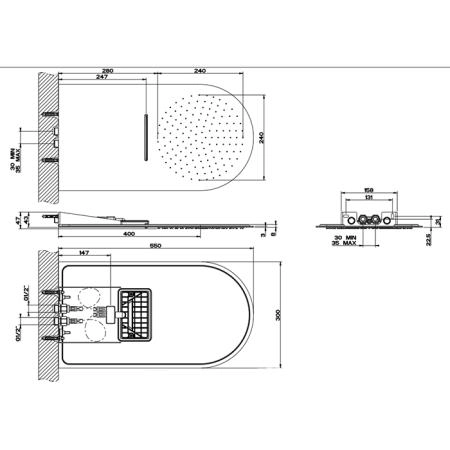 Gessi Tremillimetri Душевая головка для настенного крепления 30х55см, цвет Brass Brushed PVD