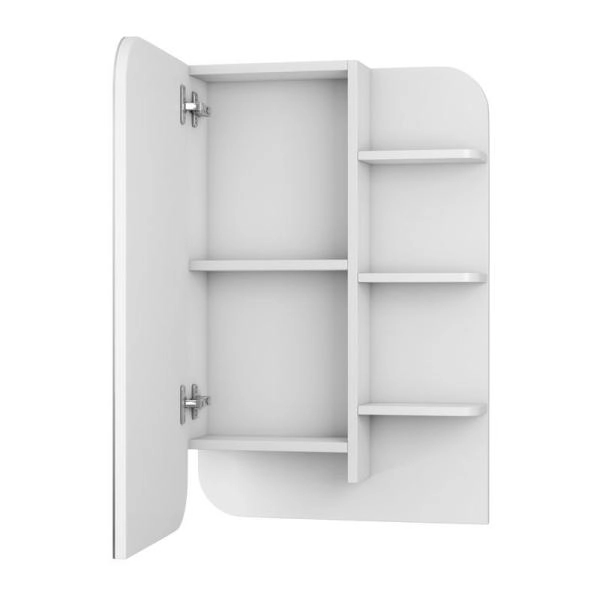 Зеркало-шкаф UNCORIA Лина 55 см белое, полки справа