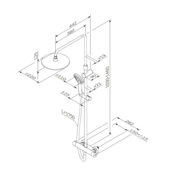 Душевая система AM.PM Gem F0790420 термостат хром
