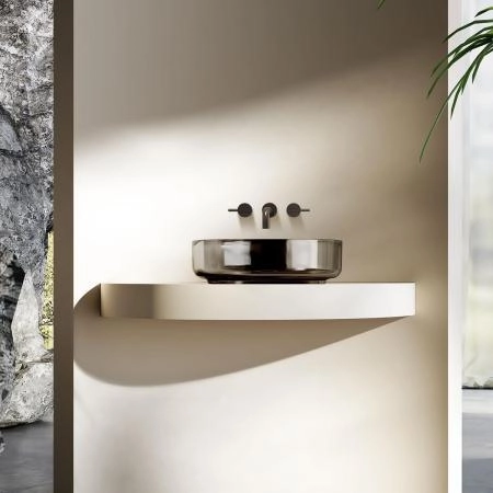 Раковина прозрачная Vincea VBS-6T16B, 450*450*130, накладная, цвет черный смола