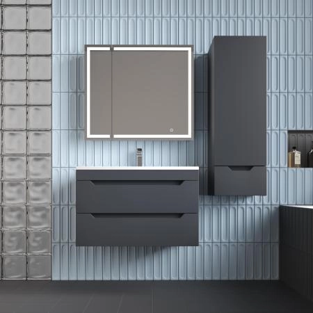 Тумба подвесная Style Line Остин под раковину Фортуна 80 2 ящ графит эмаль PLUS