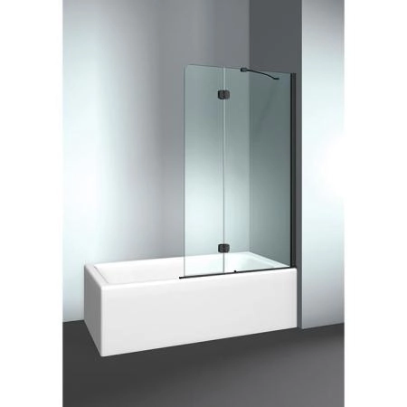 VismaraVetro Шторка на ванну PV 64х150Hсм, размер 100-102(60+40)см, DX (правая), стекло Transparent 04, Matt Black 09, петли С67 внутр. открытие, TPA