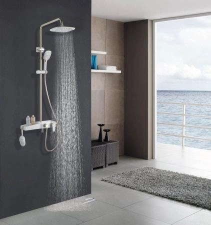 Душевая система AZARIO с поворотным изливом, белый/золото (AZ-801-1)