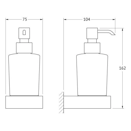 Держатель с дозатором жидкого мыла матовое стекло;  ARTWELLE Regen 8333 хром