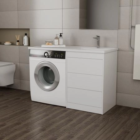 Тумба Veneciana Nera 55 под умыв-к "Magenta 1200" R/L и стир.машин.,с 3-мя ящиками белая