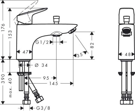 Смеситель Hansgrohe Logis 71312000 для ванны на 1 отверстия Monotrou