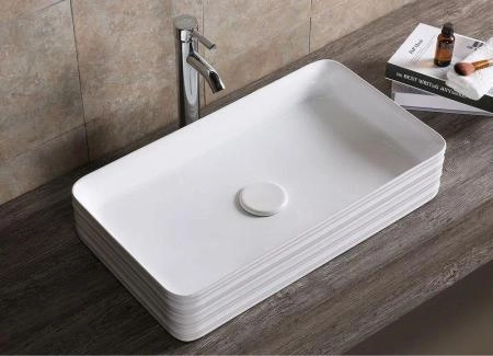 Раковина Cerutti SPA CR0053 накладная, белая, прямоугольная 675х375х120