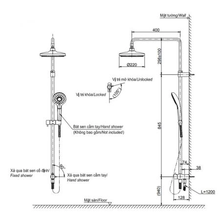 TOTO SHOWERS Душевая стойка без смесителя, открытый монтаж, 220x584x1190мм, Comfort Wave, Warm Spa, цвет: хром (без шланга и ручного душа)