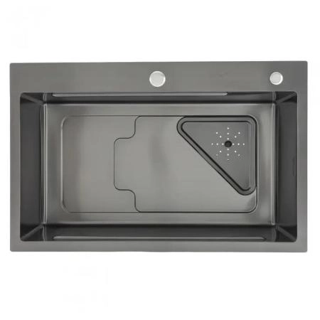 Кухонная мойка Gappo GS7246-6 720x460x215mm 0.8мм с коландером Черный