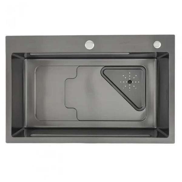 Кухонная мойка Gappo GS7246-6 720x460x215mm 0.8мм с коландером Черный