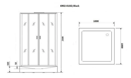Душевая кабина Niagara Premium NG-6902-01GQ BLACK (1000х1000х2100) низкий поддон(16 см) стекло ТОНИРОВАННОЕ