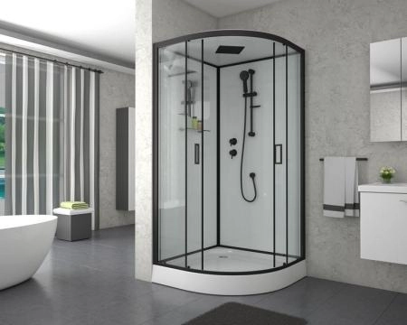 Душевая кабина Niagara Premium NG-6901-01 BLACK (900х900х2100) низкий поддон (16 см), стекло ТОНИРОВАННОЕ