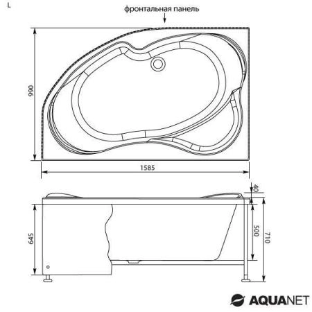 Ванна Aquanet Capri 160x100 без гидромассажа левая