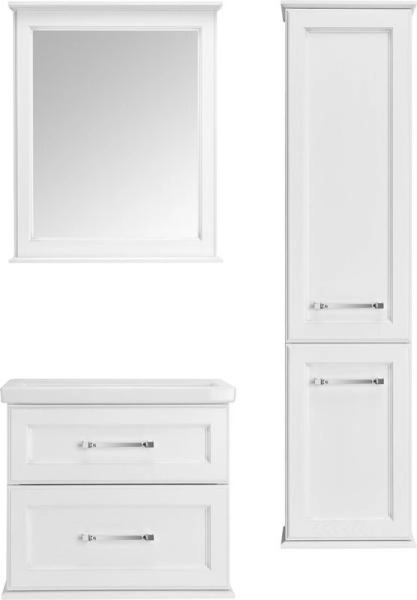 Тумба под раковину ASB-Woodline Венеция 70 Белый (патина серебро)