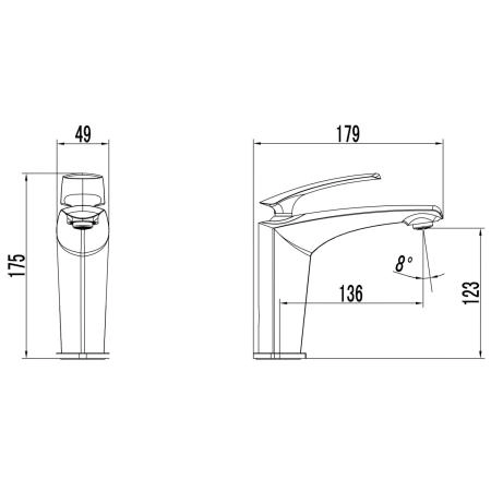 Смеситель для раковины Azario REULEAUX без донного клапана, хром (AZ-VMF168296C)