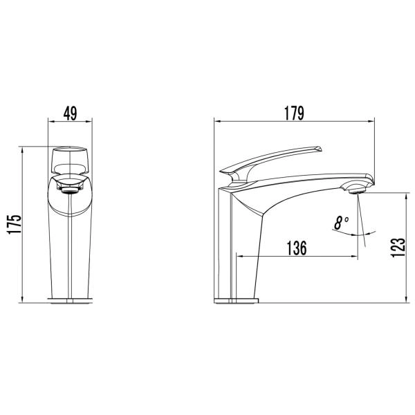 Смеситель для раковины Azario REULEAUX без донного клапана, хром (AZ-VMF168296C)