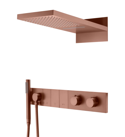 Встроенная душевая система Boheme ZODIAC с термостатом, трехпозиционная Brushed Bronze 133-BRB