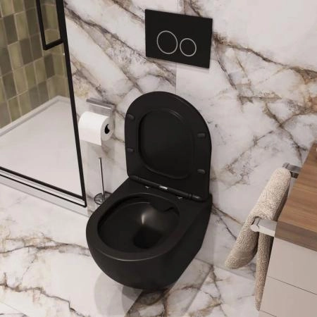 Унитаз Cerutti SPA SELLA Aria MB подвесной безободковый черный матовый CT9160 (490х360х325)