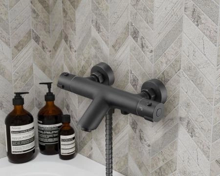 Смесител для душа ESKO с термостатом Mikros T3054 Black черный