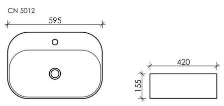 Умывальник чаша накладная овальная Element 595x420x155мм