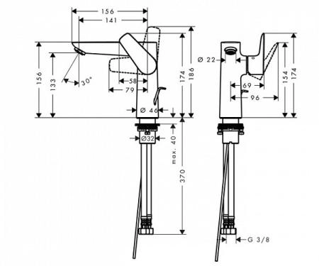 Смеситель Hansgrohe Talis E 71754000 для раковины с донным клапаном,хром