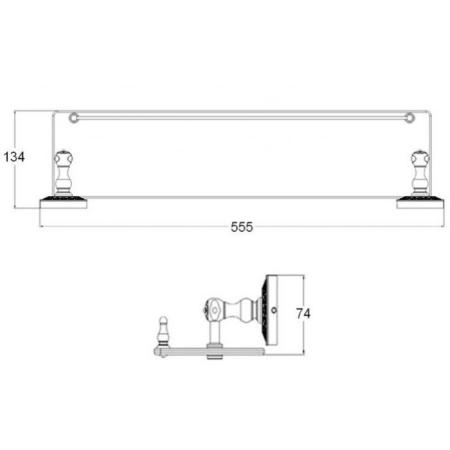 Полочка стеклянная ZORG (AZR 15 SL) серебро