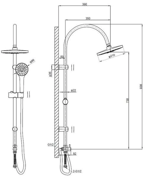 Душевая система ESKO ST01 хром