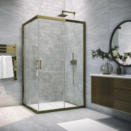 Душевой уголок Vegas-glass ZA-F TUR NOVO 95*70 05 01, профиль бронза, стекло прозрачное