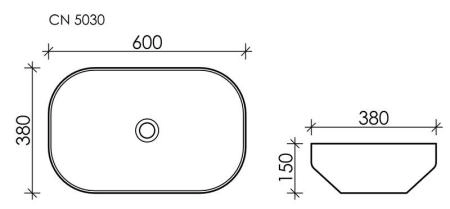 Умывальник чаша накладная прямоугольная Element 600x380x150мм
