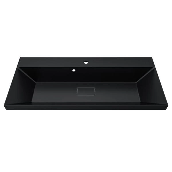 Раковина для ванной Uperwood Classic New 100х45х16,5 см, черная глянцевая, с накладкой для слива