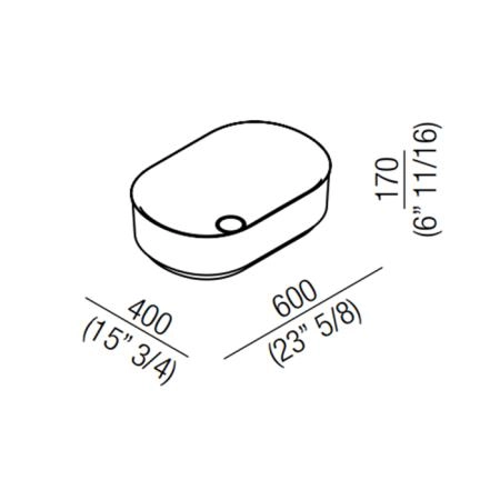 Agape Immersion Раковина 60x40x17 см, без отв., накладная, овальная, цвет: белый