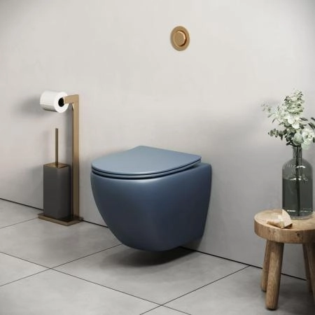 Унитаз Grossman GR-4455BLMS Color (485*360*375) СИНИЙ МАТОВЫЙ подвесной Безободковый с тонкой крышкой