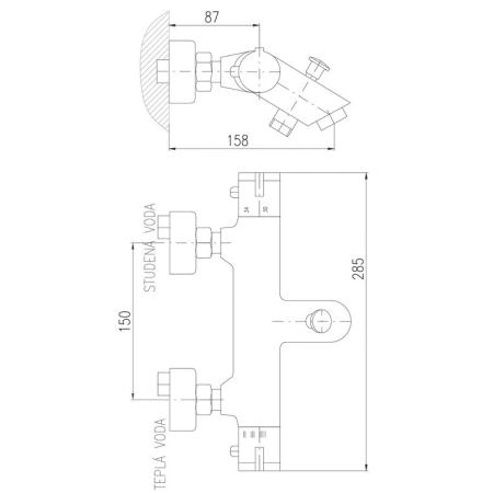 Смеситель Rav Slezak DUNAJ TERMOSTAT TRM54.5 для ванны, цвет Хром